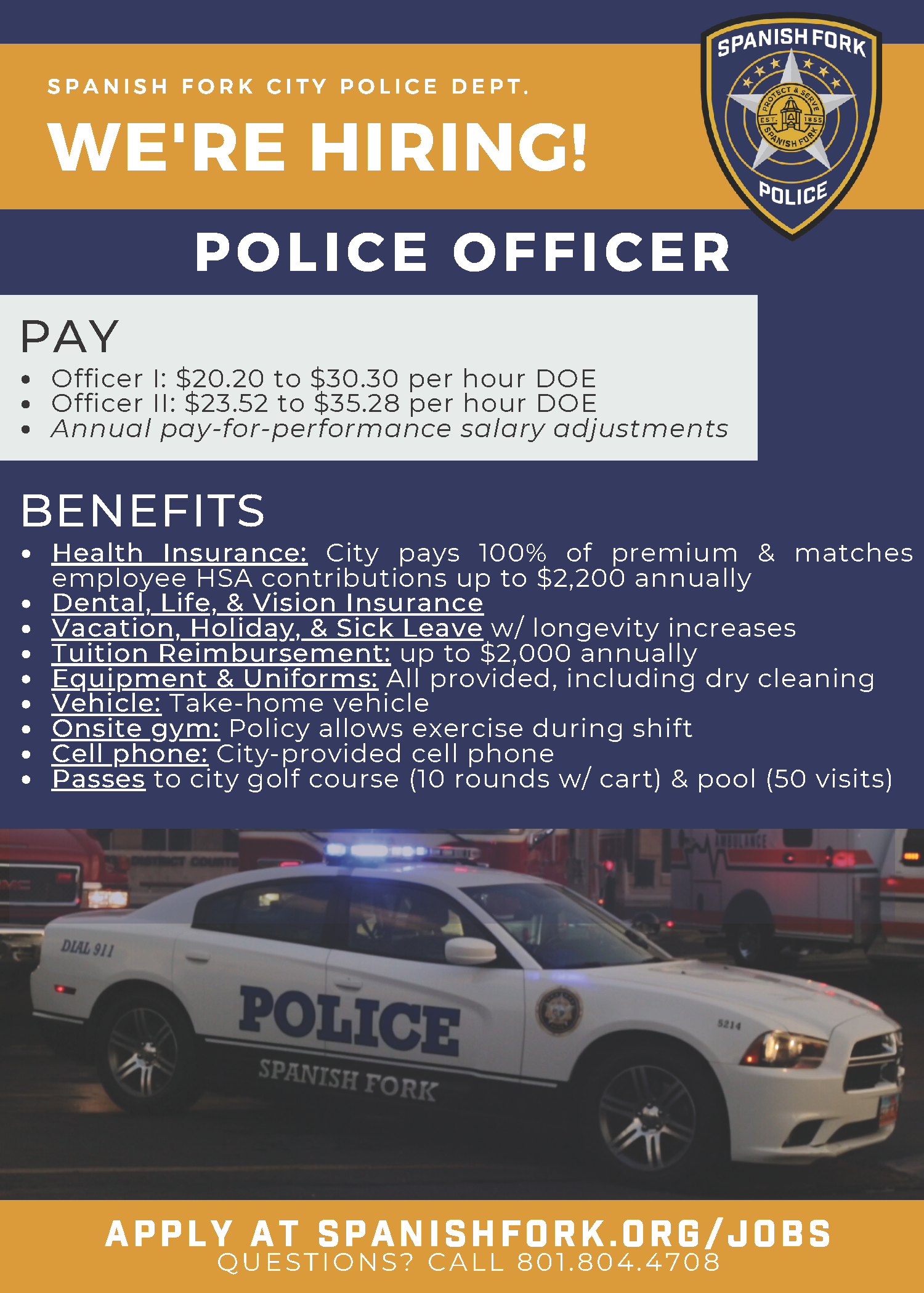 Patrol Officer hiring flyer with link to pdf